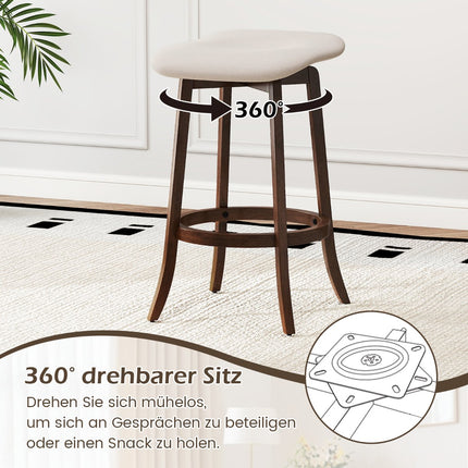 Drehbare Barhocker, 2er-Set, gepolsterte Sitze, Braun