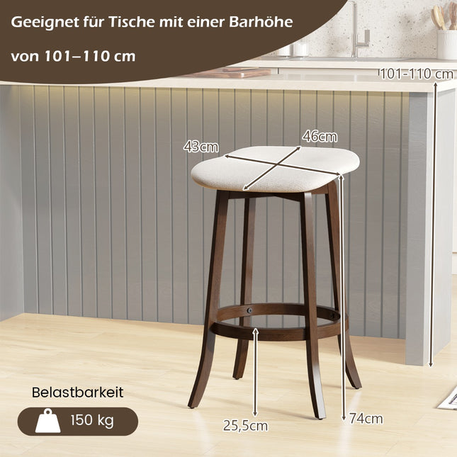 Drehbare Barhocker, 2er-Set, gepolsterte Sitze, Braun
