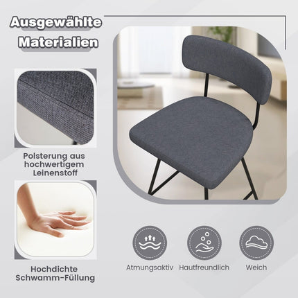 Drehbare Barhocker 2er-Set, gepolstert mit Rückenlehne & Fußstütze, Grau