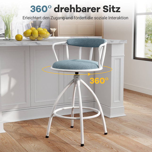 Drehbare Barhocker mit Rückenlehne & Fußstütze, 2er-Set