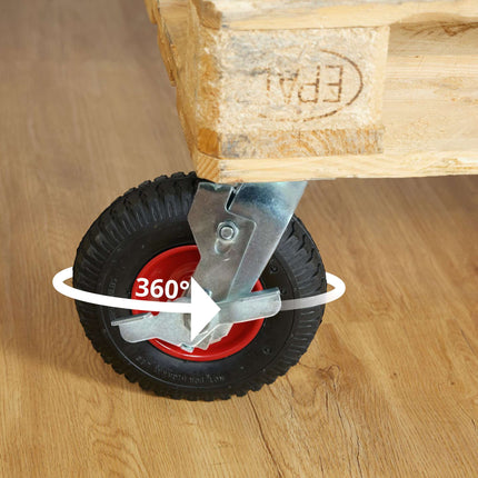 Lenkrolle mit Bremse, Luftbereifung, 120 kg Traglast