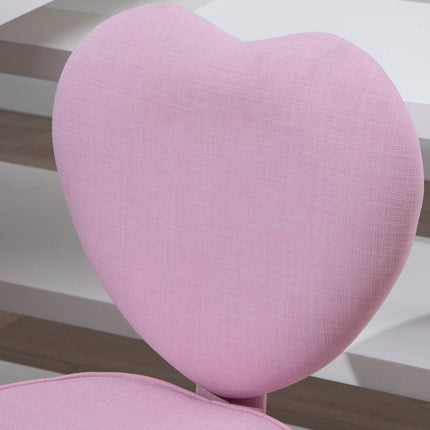 Drehbarer Sessel, Rosa Herzform, höhenverstellbar, Leinenstoff