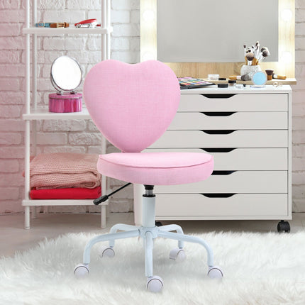 Drehbarer Sessel, Rosa Herzform, höhenverstellbar, Leinenstoff