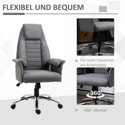 Höhenverstellbarer grauer Bürostuhl, Stoff & Metall