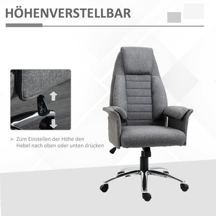 Höhenverstellbarer grauer Bürostuhl, Stoff & Metall