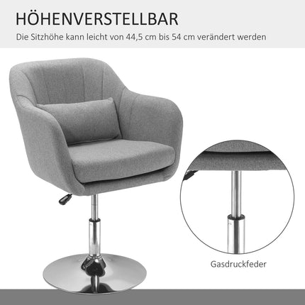 Höhenverstellbarer Drehstuhl, leinenbezogen, grau