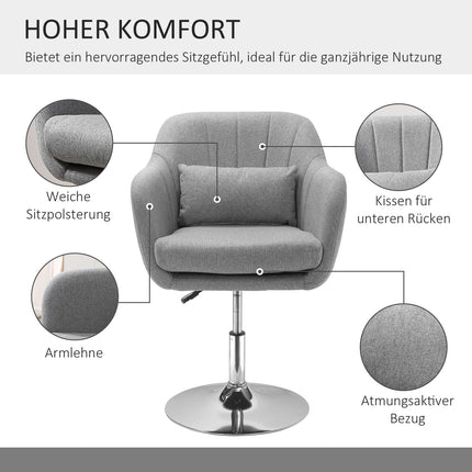 Höhenverstellbarer Drehstuhl, leinenbezogen, grau