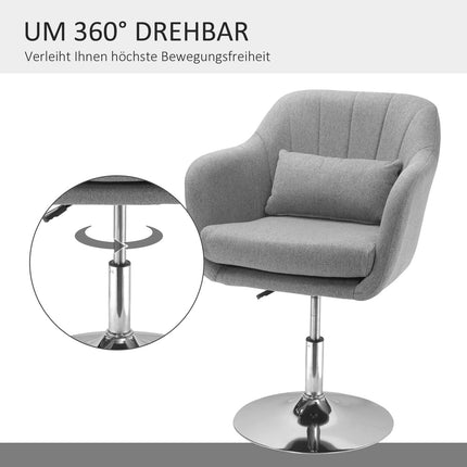 Höhenverstellbarer Drehstuhl, leinenbezogen, grau