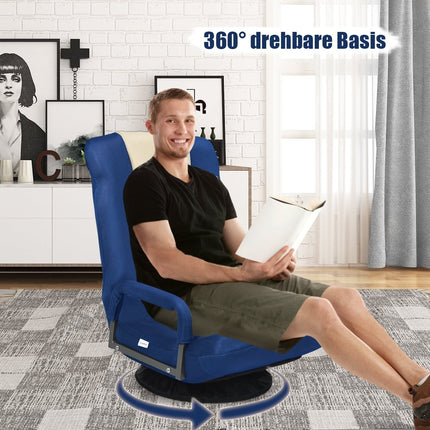 Swivel Floor Chair, Adjustable Backrest, Blue
