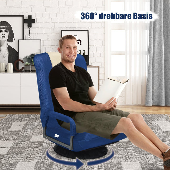 Drehbarer Bodenstuhl, verstellbare Rückenlehne, Blau