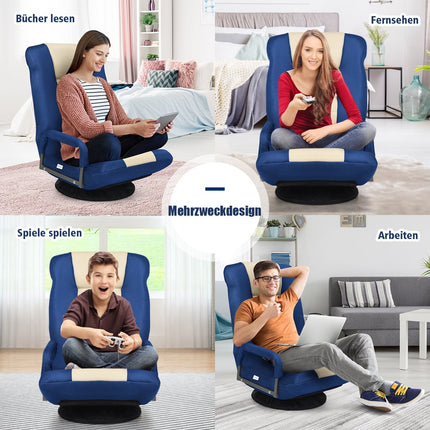 Swivel Floor Chair, Adjustable Backrest, Blue