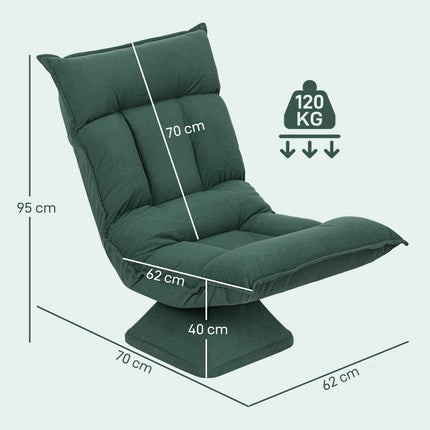 Swivel Floor Chair with Adjustable Backrest – Green Velvet