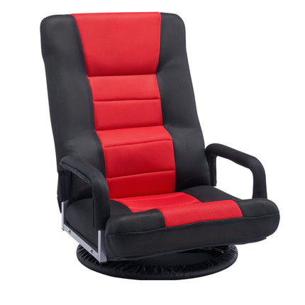 Swivel Floor Gaming Chair, 360-Degree, 6-Position, Red Black