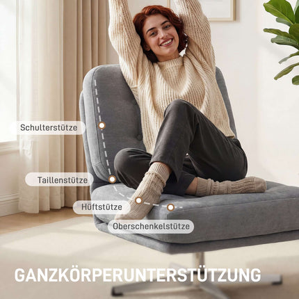 Drehbarer Loungesessel, Chenille-Stoff, 70 cm Sitzfläche