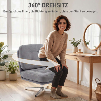 Drehbarer Loungesessel, Chenille-Stoff, 70 cm Sitzfläche