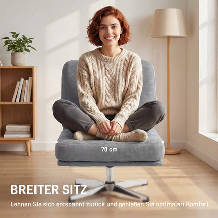 Drehbarer Loungesessel, Chenille-Stoff, 70 cm Sitzfläche
