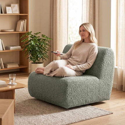 Swivel Lounge Chair with Chenille Cover, Grey, 360 Rotation