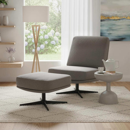 Drehbarer Loungesessel mit Ottoman, Dunkelgrau Leinen-Optik
