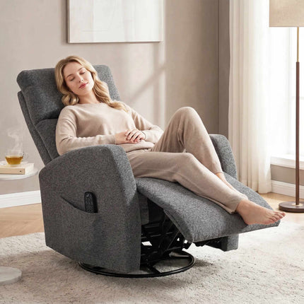 Swivel Massage Recliner with Heat, Rocking, Dark Gray