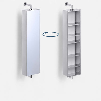 Spiegelschrank mit Schwenkfunktion, Edelstahl, Wandmontage