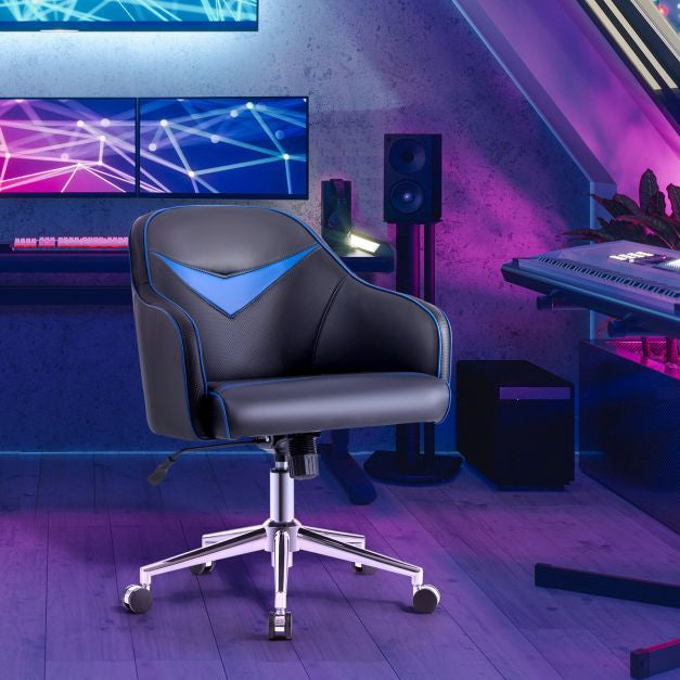 Bürostuhl mit Drehfunktion, höhenverstellbar, neigbar, Blau-Schwarz