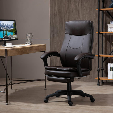 Ergonomischer Chefsessel mit Fußstütze, braun