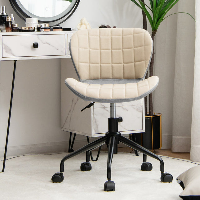 Drehbarer Bürostuhl, PU-Leder, höhenverstellbar, Beige