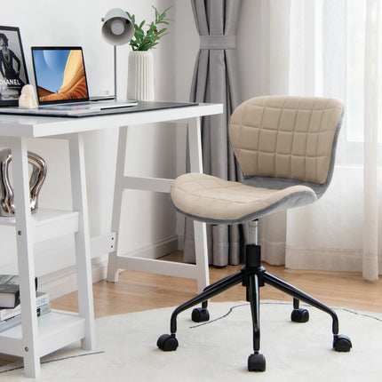 Drehbarer Bürostuhl, PU-Leder, höhenverstellbar, Beige