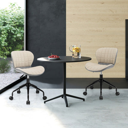 Drehbarer Bürostuhl, PU-Leder, höhenverstellbar, Beige