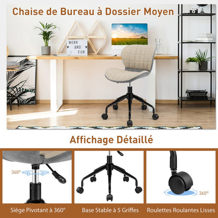 Drehbarer Bürostuhl, PU-Leder, höhenverstellbar, Beige