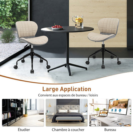 Drehbarer Bürostuhl, PU-Leder, höhenverstellbar, Beige