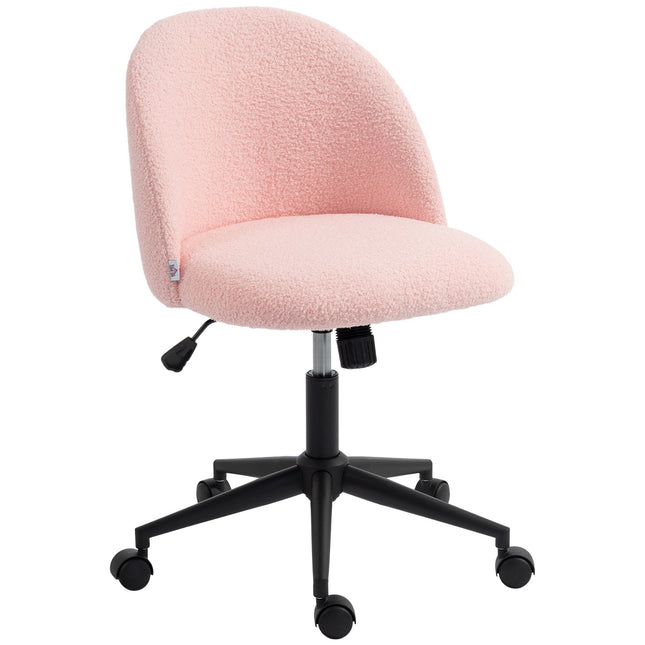 Drehbarer Bürostuhl, rosa Teddyfleece, höhenverstellbar