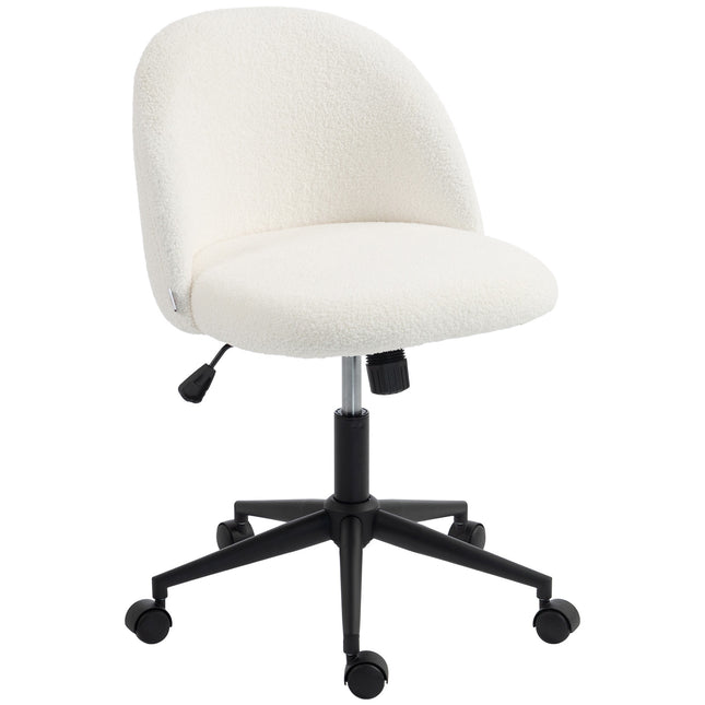 Drehbarer Bürostuhl, Teddy-Fleece, Höhenverstellbar, Creme