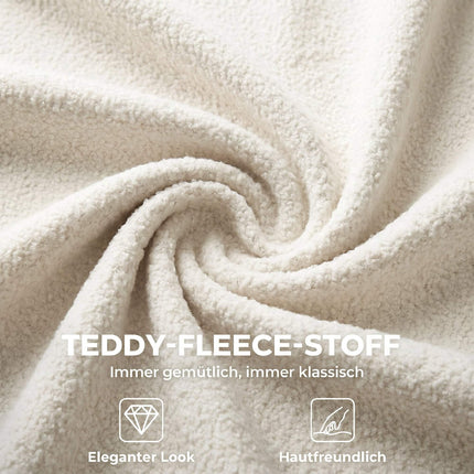 Drehbarer Bürostuhl, Teddy-Fleece, Höhenverstellbar, Creme