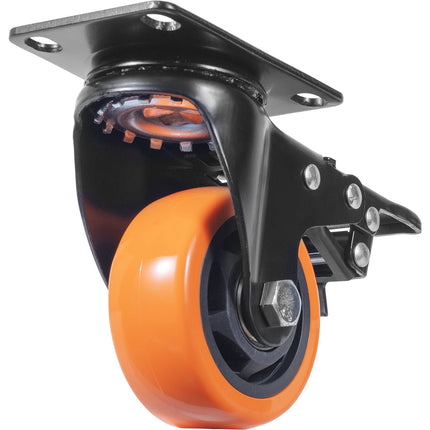 Swivel Plate Caster Wheels, 3 Inch, Set of 4, Locking