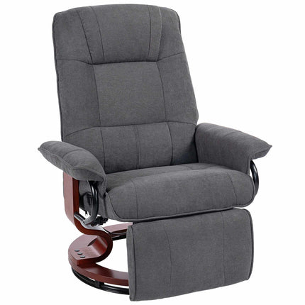 Drehbarer Relaxsessel, Leinenoptik, Fußstütze, Grau