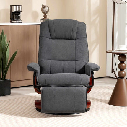 Drehbarer Relaxsessel, Leinenoptik, Fußstütze, Grau