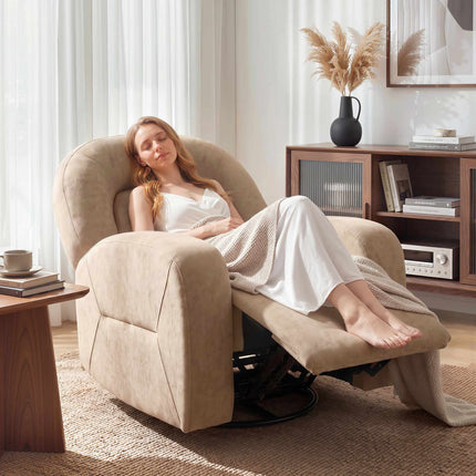 Drehbarer Samt-Relax-Sessel, 360° Schaukelfunktion, 135, Khaki
