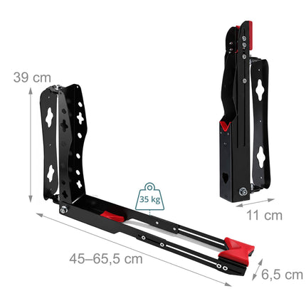 Swivelling Vertical Bicycle Wall Mount, Set of 4 – Wall Protectors, Black, Red