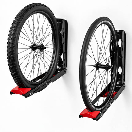 Swivelling Vertical Bicycle Wall Mount, Set of 4 – Wall Protectors, Black, Red