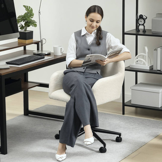 Drehbarer Bürostuhl, Fleece-Stoff, Höhenverstellbar