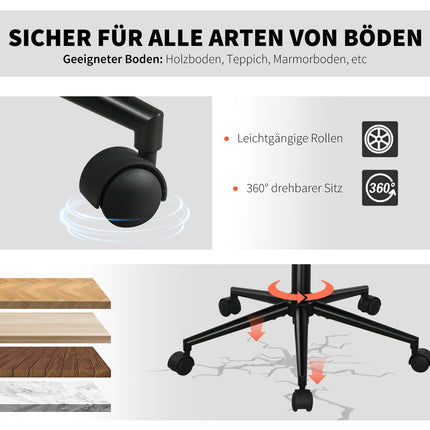 Drehbarer Bürostuhl, Fleece-Stoff, Höhenverstellbar