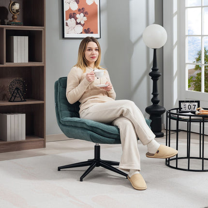 Drehbarer Bürostuhl mit breiter Sitzfläche, geräumiger Polsterstuhl für Büro, Arbeitszimmer, dunkelgrün