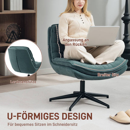 Drehbarer Bürostuhl mit breiter Sitzfläche, geräumiger Polsterstuhl für Büro, Arbeitszimmer, dunkelgrün