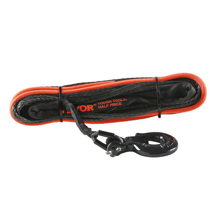 Synthetic Winch Rope 1/4 in x 50 ft, Hook and Sleeve