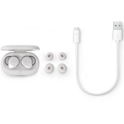 TAT1209WT True Wireless sluchátka. Malá a pohodlná. 6+18 hodin přehrávání. Třída IPX4. Bílá.