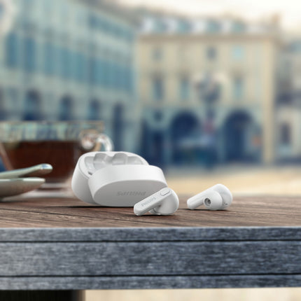 TAT2206WT True Wireless Headphones, IPX4 class (splash and sweat resistant) 6+18 hours playtime. White.