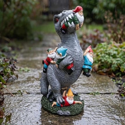 T-Rex-Gartenzwerg, Gnom-fressend, Polyresin, 28,5 cm