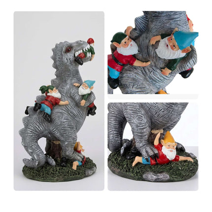 T-Rex-Gartenzwerg, Gnom-fressend, Polyresin, 28,5 cm