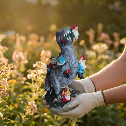 T-Rex-Gartenzwerg, Gnom-fressend, Polyresin, 28,5 cm